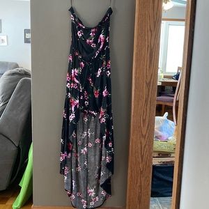 Strapless Floral high to low dress